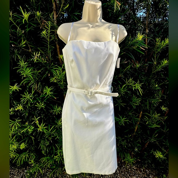 NWT, VINTAGE, circa 1987, Laundry by Shelli Segal, Ivory strapless pique dress 4 - Picture 2 of 13